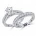 2.15 ct Round Cut Diamond Engagement Ring Set  Whit Millgrain on The Shank 